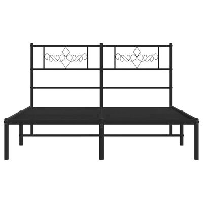 vidaXL Metal Bed Frame with Headboard Black 53.1"x74.8"