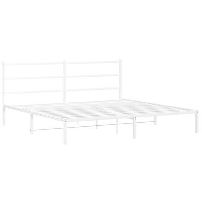 vidaXL Metal Bed Frame without Mattress with Headboard White 76"x79.9"