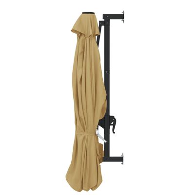 vidaXL Wall-Mounted Garden Parasol with Metal Pole 118.1" Taupe