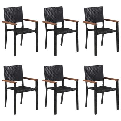 vidaXL 7 Piece Patio Dining Set Black