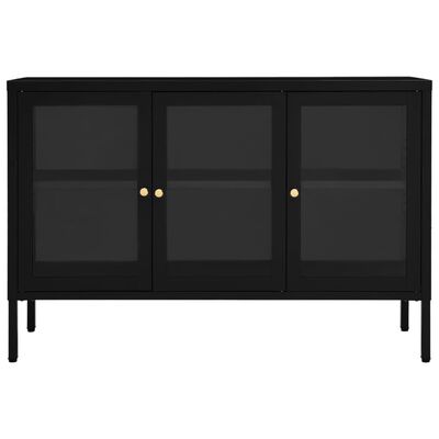 vidaXL Sideboard Black 41.3"x13.8"x27.6" Steel and Glass