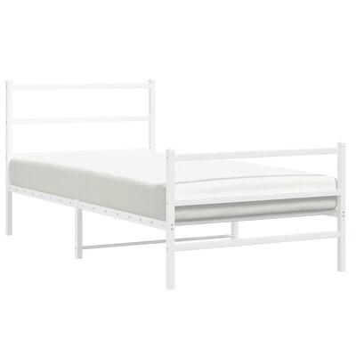 vidaXL Metal Bed Frame without Mattress with Footboard White 39.4"x78.7"