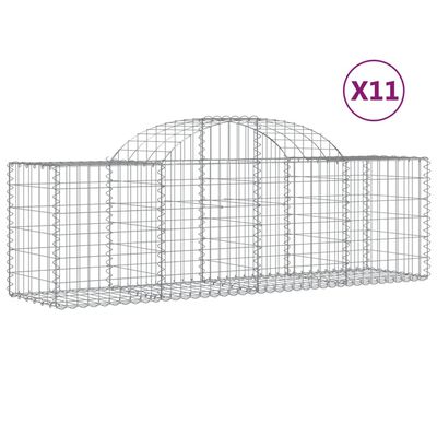 vidaXL Arched Gabion Baskets 11 pcs 78.7"x19.7"x23.6"/31.5" Galvanized Iron