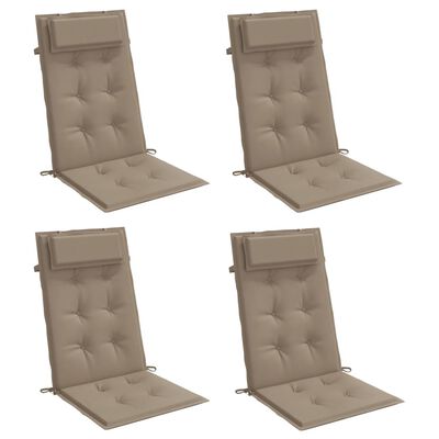 vidaXL Highback Chair Cushions 4 pcs Taupe Oxford Fabric