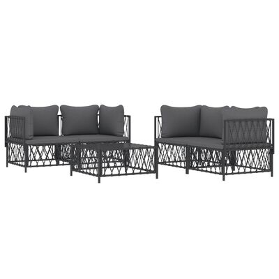 vidaXL 5 Piece Patio Lounge Set with Cushions Anthracite Steel