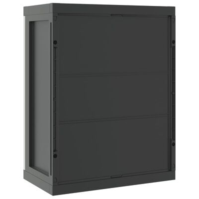 vidaXL Outdoor Storage Cabinet Gray and Black 25.6"x14.6"x33.5" PP