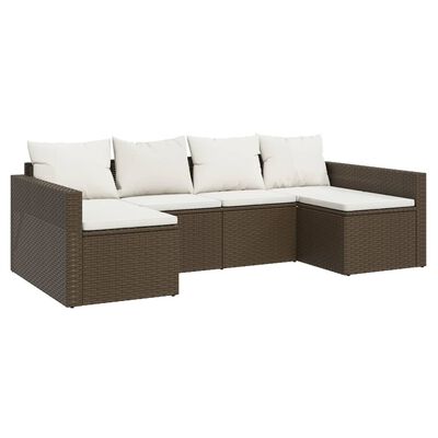 vidaXL 2 Piece Patio Lounge Set with Cushions Brown Poly Rattan