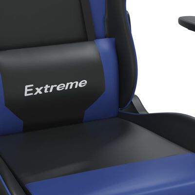 vidaXL Gaming Chair with Footrest Black and Blue Faux Leather