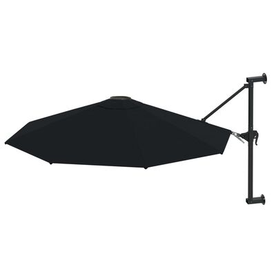 vidaXL Wall-Mounted Garden Parasol with Metal Pole 118.1" Black