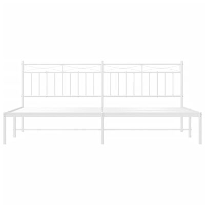 vidaXL Metal Bed Frame with Headboard White 76"x79.9" King