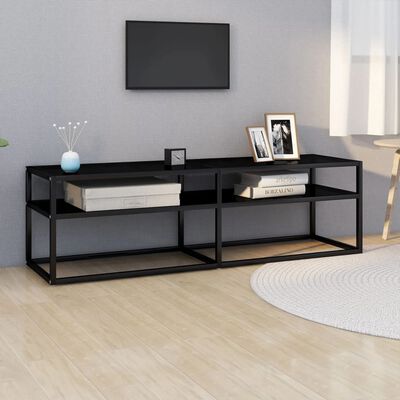 vidaXL TV Stand Black 55.1"x15.7"x15.9" Tempered Glass