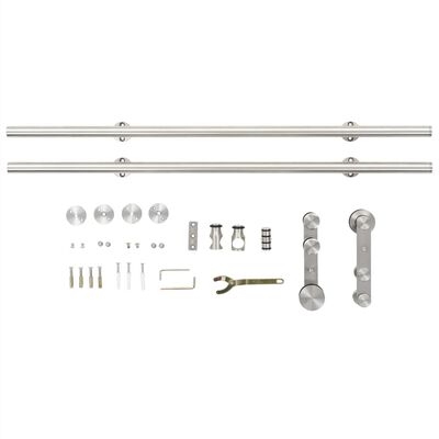 vidaXL Sliding Door Hardware Kit 72" Stainless Steel Silver