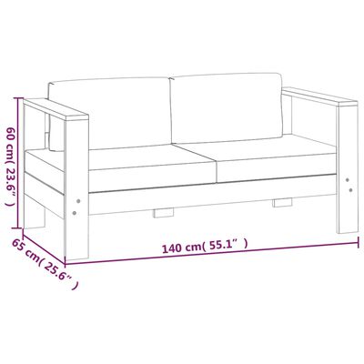 vidaXL 3 Piece Patio Lounge Set with Cream White Cushions Solid Wood