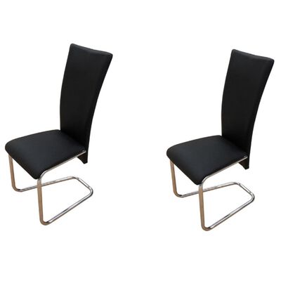 vidaXL Dining Chairs 2 pcs Black Faux Leather