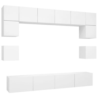 vidaXL 8 Piece TV Stand Set White Engineered Wood