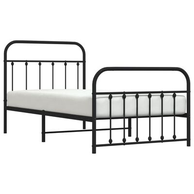 vidaXL Metal Bed Frame without Mattress with Footboard Black 39.4"x74.8"