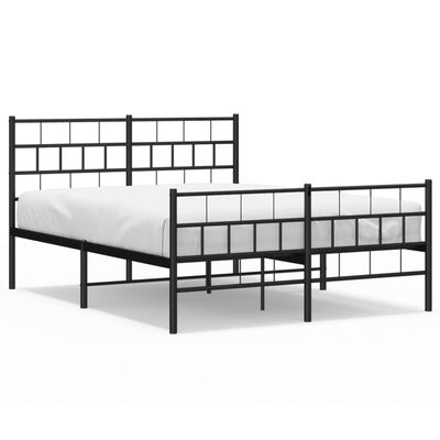 vidaXL Metal Bed Frame without Mattress with Footboard Black 53.1"x74.8"