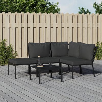 vidaXL 5 Piece Patio Lounge Set with Gray Cushions Steel