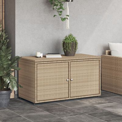 vidaXL Patio Storage Cabinet Beige 43.3"x21.7"x23.8" Poly Rattan