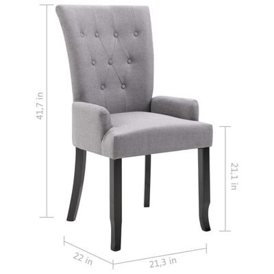 vidaXL Dining Chair with Armrests Light Gray Fabric