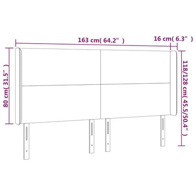 vidaXL LED Headboard Light Gray 64.2"x6.3"x46.5"/50.4" Fabric