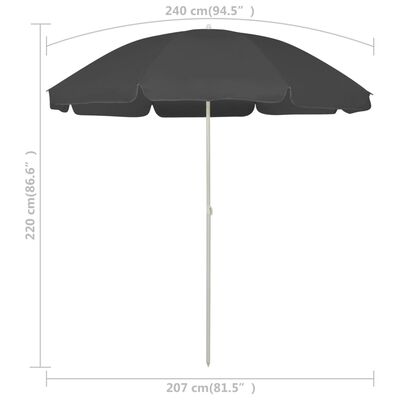 vidaXL Beach Parasol Anthracite 94.5"