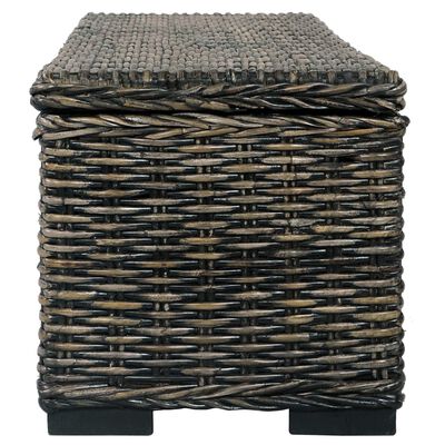 vidaXL Storage Box 47.2" Black Kubu Rattan and Solid Mango Wood