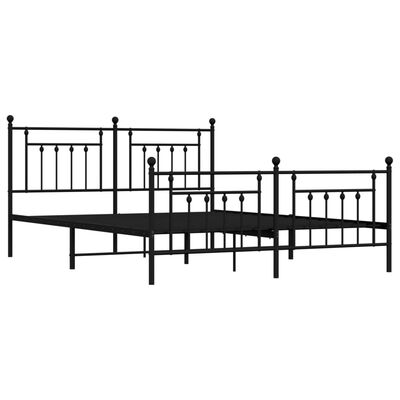 vidaXL Metal Bed Frame without Mattress with Footboard Black 72"x83.9"