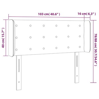 vidaXL LED Headboard Black 40.6"x6.3"x30.7"/34.6" Faux Leather