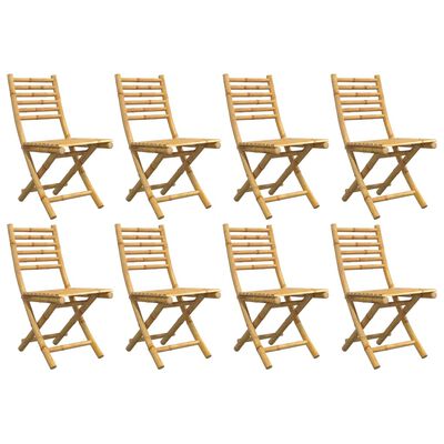 vidaXL Folding Patio Chairs 8 pcs 16.9"x21.3"x34.6" Bamboo