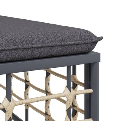 vidaXL Patio Footstool with Dark Gray Cushion Poly Rattan