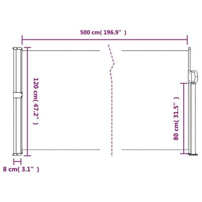 vidaXL Retractable Side Awning Anthracite 47.2"x196.9"