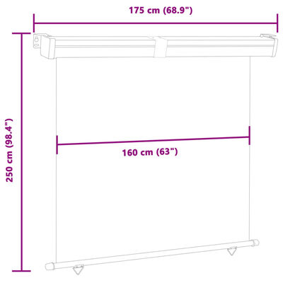 vidaXL Balcony Side Awning 66.9"x98.4" Gray