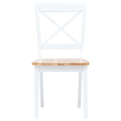 vidaXL Dining Chairs 2 pcs White and Light Wood Solid Rubber Wood