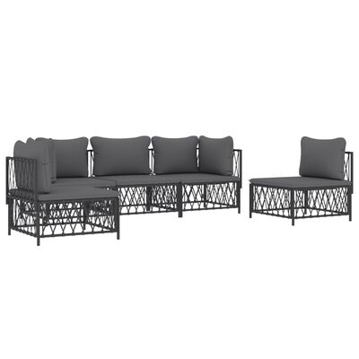 vidaXL 5 Piece Patio Lounge Set with Cushions Anthracite Steel