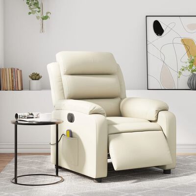 vidaXL Electric Massage Recliner Chair Cream Faux Leather