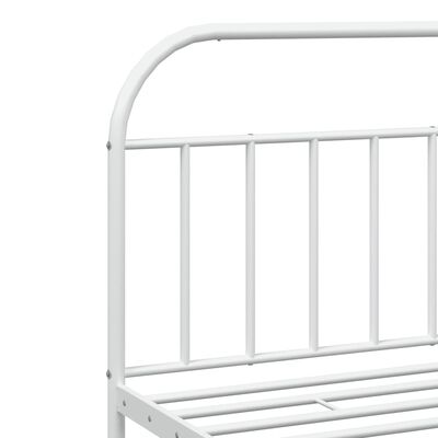 vidaXL Metal Bed Frame without Mattress with Headboard White 76"x79.9"