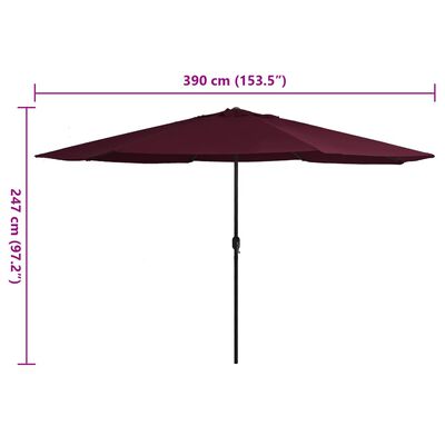 vidaXL Garden Parasol with Metal Pole 153.5" Bordeaux Red