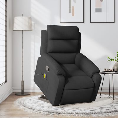 vidaXL Stand up Massage Recliner Chair Black Fabric