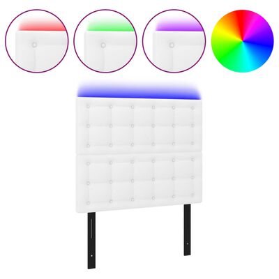 vidaXL LED Headboard White 39.4"x2"x46.5"/50.4" Faux Leather