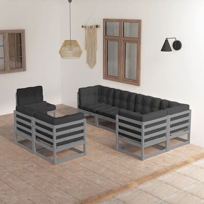 vidaXL 8 Piece Patio Lounge Set with Cushions Solid Pinewood