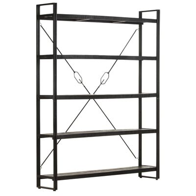 vidaXL 5-Tier Bookcase Black 55.1"x11.8"x70.9" Solid Mango Wood