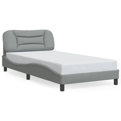 vidaXL Bed Frame with LED without Mattress Light Gray 39.4"x74.8" Fabric