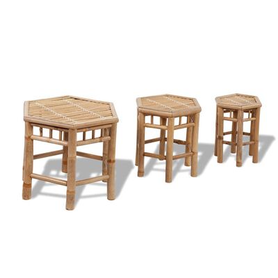 vidaXL Patio Stools 3 pcs Bamboo