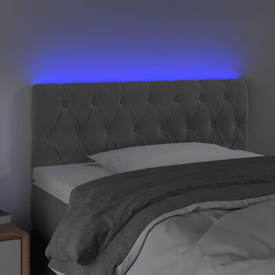 vidaXL LED Headboard Light Gray 39.4"x2.8"x30.7"/34.6" Velvet