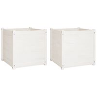 vidaXL Garden Planters 2 pcs White 23.6"x23.6"x23.6" Solid Wood Pine