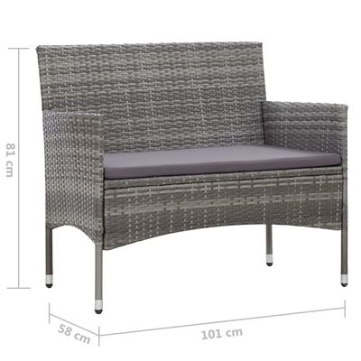 vidaXL Patio Bench 41.3" Poly Rattan Gray