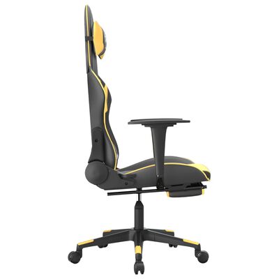 vidaXL Gaming Chair with Footrest Black and Gold Faux Leather