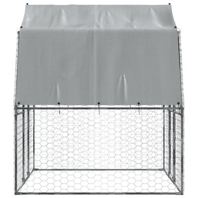 vidaXL Dog Cages with Roof and Door Silver Galvanized Steel