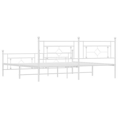 vidaXL Metal Bed Frame without Mattress with Footboard White 76"x79.9"